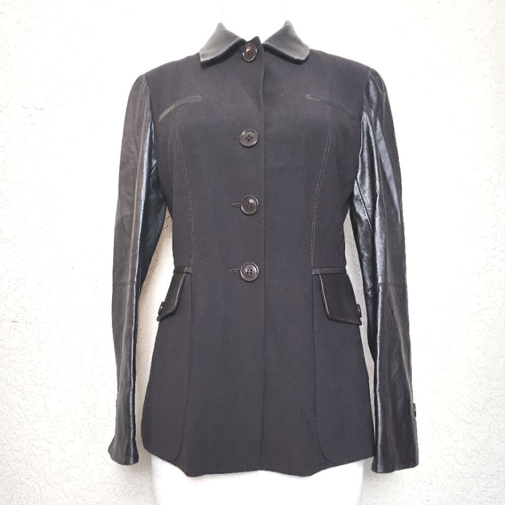 Tomaso Stefanelli Alessandra Wool Leather Jacket Size 40  Made In Italy Brown